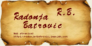 Radonja Batrović vizit kartica